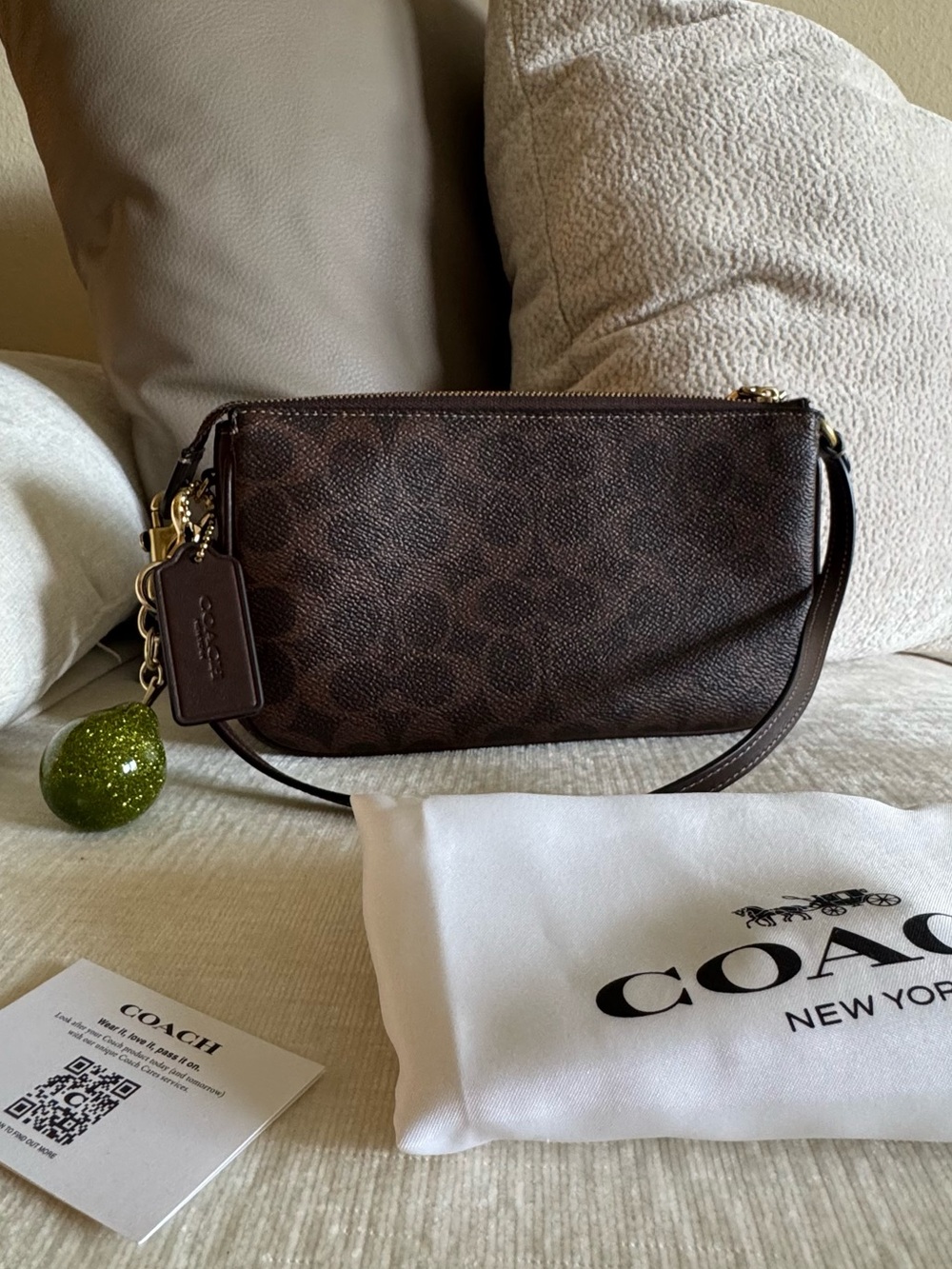 Coach Plaza Bag in Signature Canvas + Dust Bag + Charm